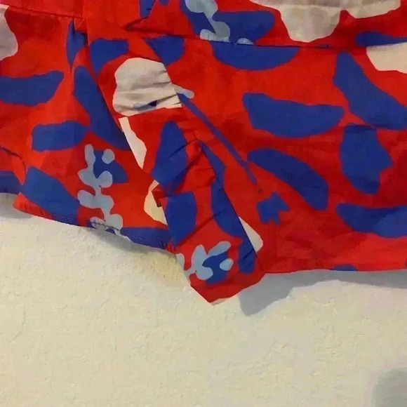 Anthropologie Hutch Strapless Ruffle Trim Floral Red Strapless BohoTop Size 14 - Picture 8 of 12